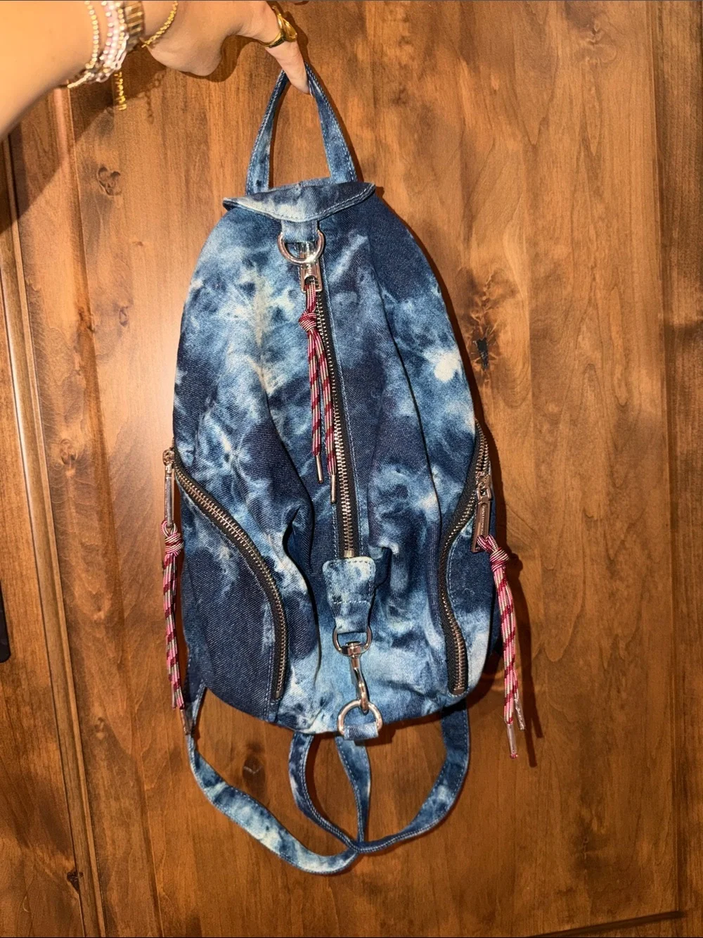 Rebecca Minkoff - Denim Tie-Dye Sling Backpack - Blue - Never worn.